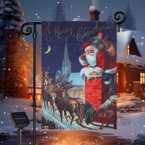Christmas Decorated Garden Flags Outdoor Lawn