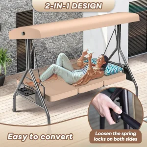2-in-1 Patio Swing Glider Chair with Adjustable Canopy